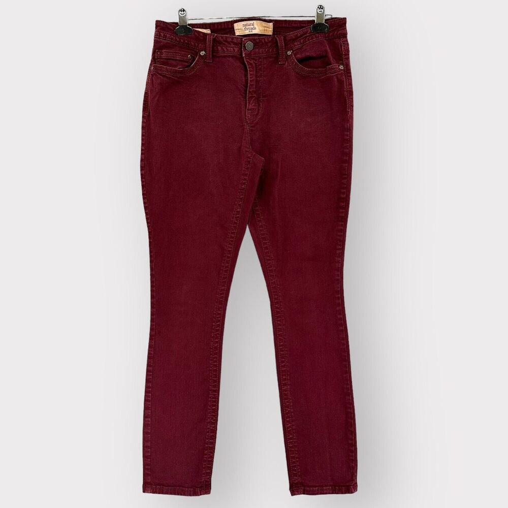 Natural Threads Skinny Leg Jeans Women 12 Red 5-Pocket Design‎ Stretch F38